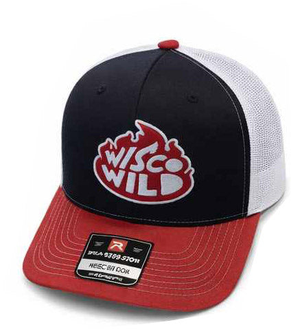Wisco Wild Fire Snapback Hat - Black with Red Brim