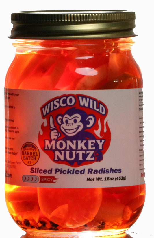 Spicy SLICED Monkey Nutz Pickled Radishes
